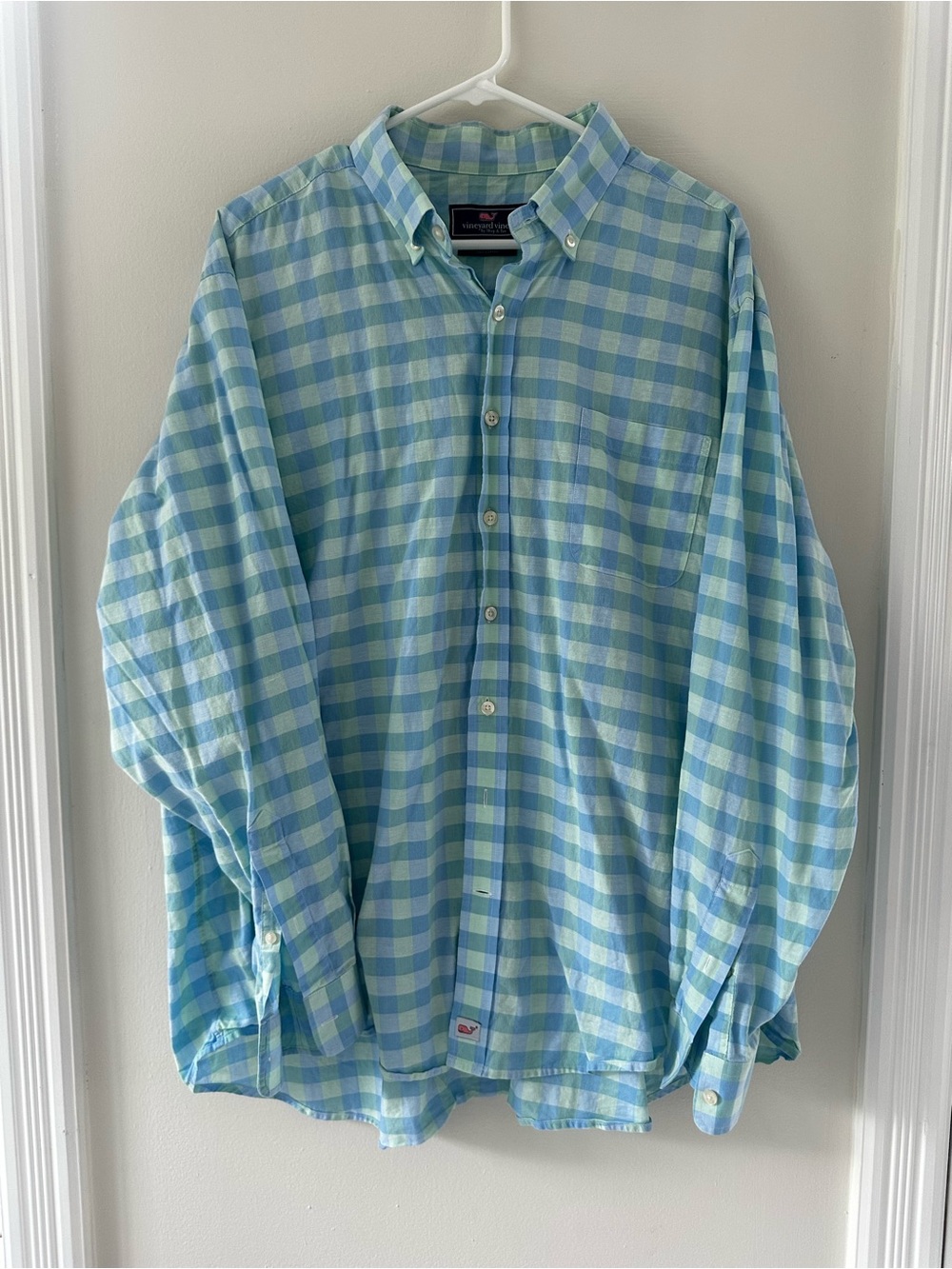 Vineyard Vines Blue & Light Green Check Button-Down Shirt